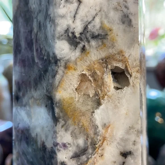 Fluorite With Hematite Crystal Tower With Druzy!